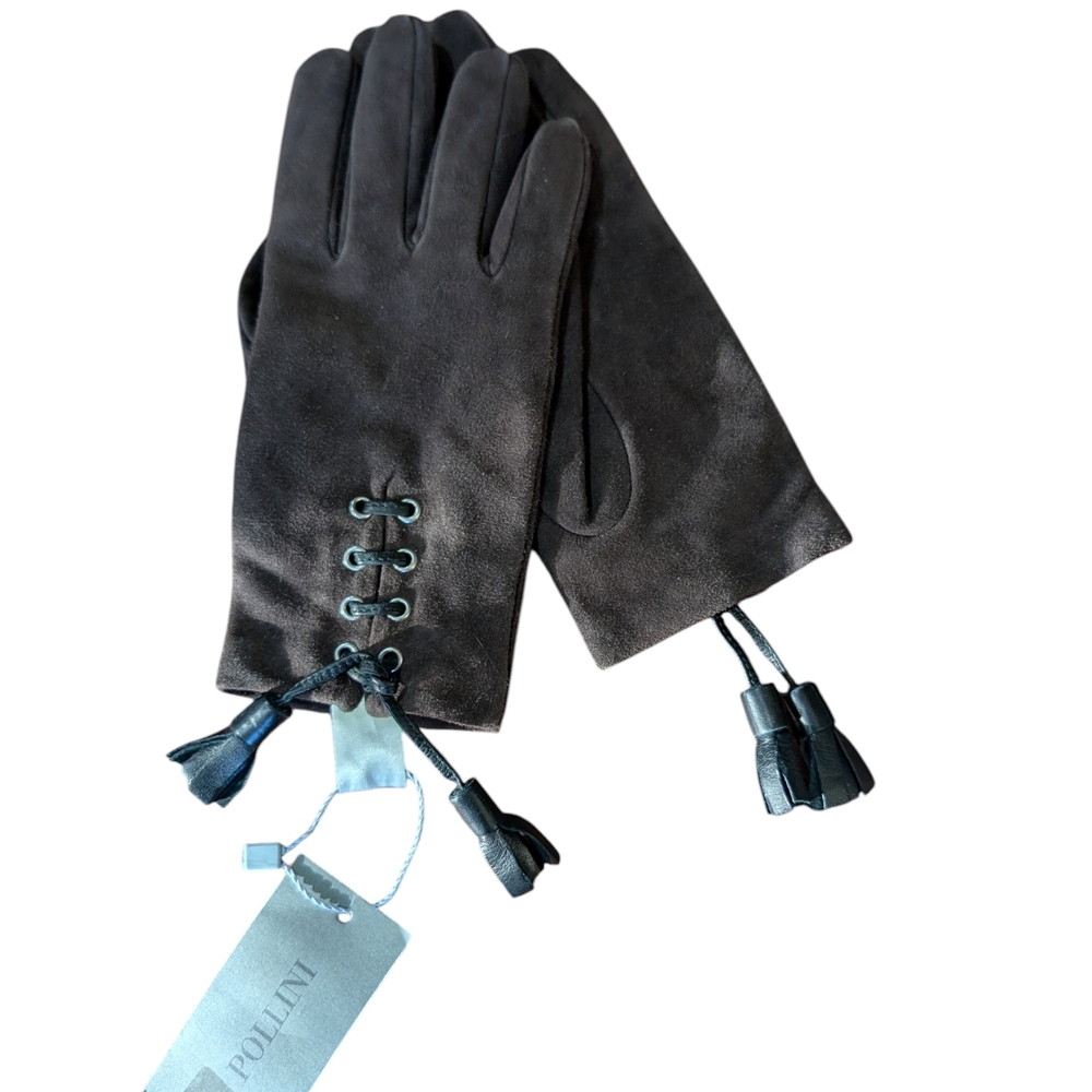 Pollini Brown Leather Gloves